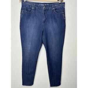 Code Bleu Jeans Womens Size 14 Inseam 30 Veronique Skinny Jeans Bling Preppy